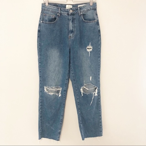 Cotton On Straight Leg Jeans Distressed Sz 6 - Picture 1 of 3